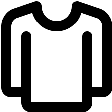 A green and black icon of a t-shirt.