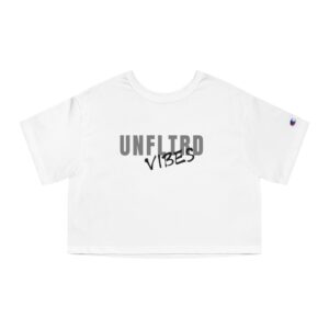 White T-shirt with "UNFLTRD VIBES" text.